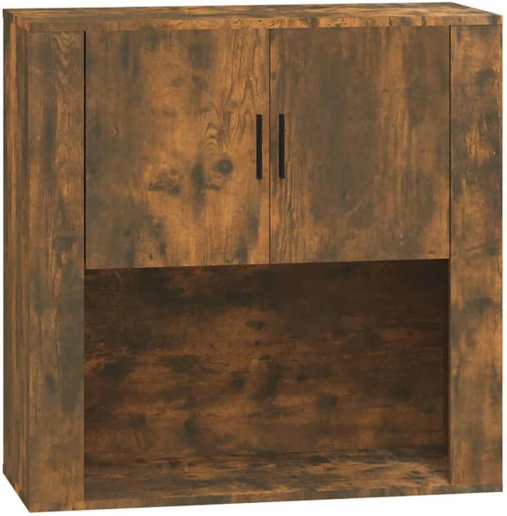 The Living Store Hangkast Gerookt Eiken Wandgemonteerd 80 x 33 x 80 cm Praktisch en Decoratief