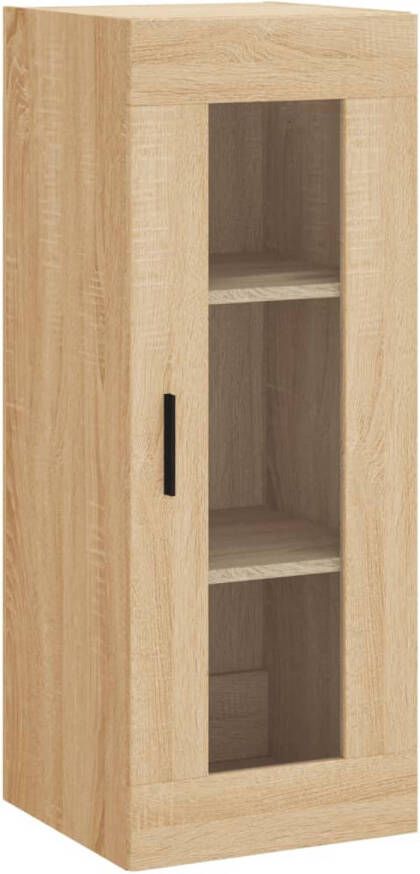 The Living Store Hangkast sonoma eiken 34.5 x 34 x 90 cm bewerkt hout en glas