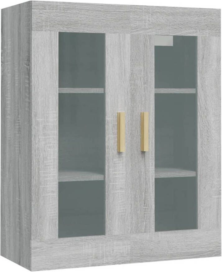 The Living Store Hangkast Sonoma Eiken 69.5 x 34 x 90 cm Bewerkt Hout Glas