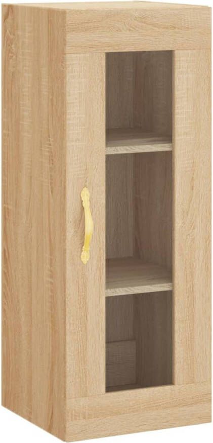 The Living Store Hangkast Sonoma Eiken Wandgemonteerd 34.5 x 34 x 90 cm Bewerkt Hout en Glas