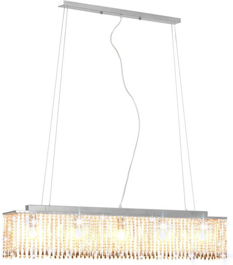 The Living Store Hanglamp Crystal 104 x 145 cm E14 Fitting 5 fittingen Zilver lichtframe Kunststof lampenkap