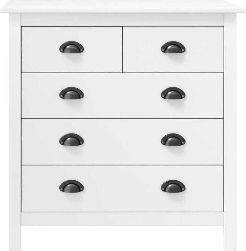 The Living Store Hill Dressoir Bijzetkast 79 x 40 x 80 cm 5 lades Wit