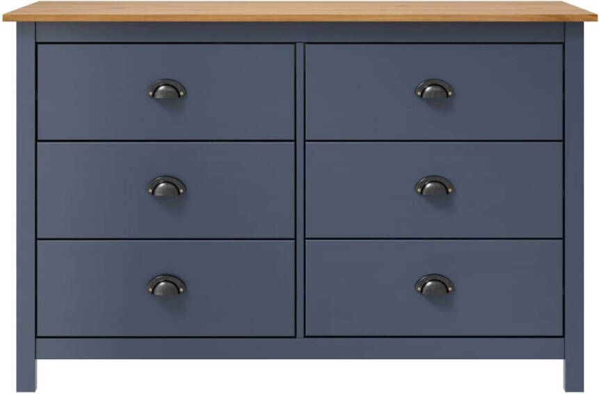 The Living Store Hill Dressoir Grenenhout 125 x 40 x 80 cm 6 lades