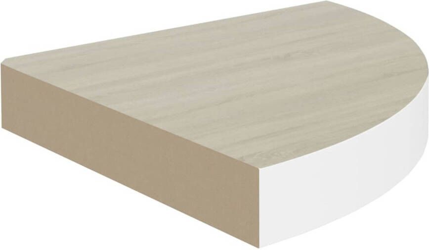 The Living Store Hoekplank 25 x 25 x 3.8 cm Eiken en Wit