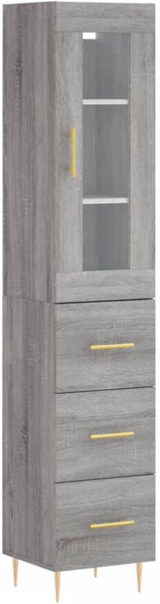 The Living Store Hoge kast 34.5 x 34 x 180 cm Grijs Sonoma Eiken