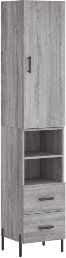 The Living Store Hoge Kast 34.5 x 34 x 180 cm Grijs Sonoma Eiken