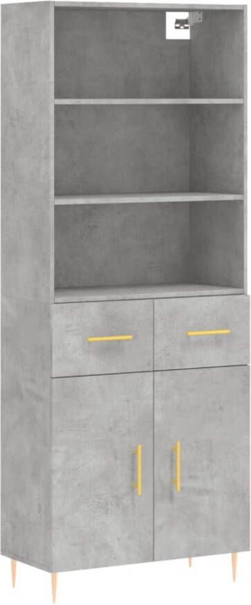 The Living Store Hoge kast Betongrijs 180 cm (B x D x H) Duurzaam materiaal