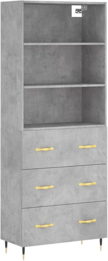 The Living Store Hoge Kast Betongrijs 69.5 x 34 x 180 cm Duurzaam en Stijlvol