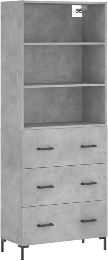 The Living Store Hoge Kast Betongrijs 69.5 x 34 x 180 cm Duurzaam materiaal