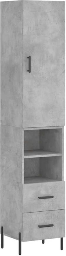 The Living Store Hoge kast Betongrijs Bewerkt hout en metaal 34.5 x 34 x 180 cm