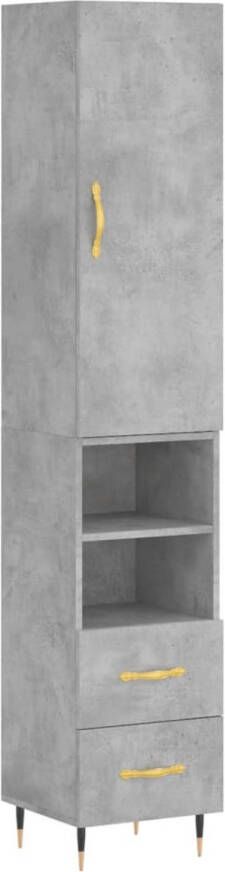 The Living Store Hoge Kast Betongrijs Bewerkt hout en metaal 34.5 x 34 x 180 cm (B x D x H)