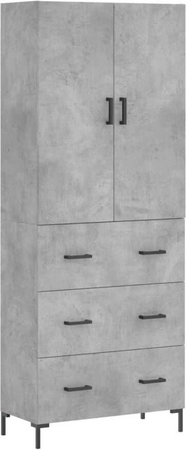 The Living Store Hoge Kast Betongrijs Dressoir en Opzetkast 69.5 x 34 x 180 cm Duurzaam Materiaal