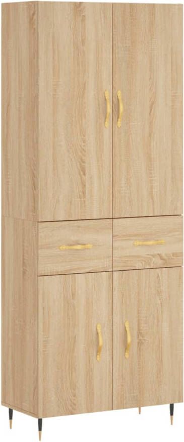 The Living Store Hoge Kast Bewerkt Hout 69.5 x 34 x 180 cm Sonoma Eiken