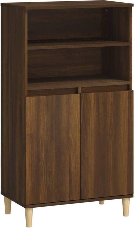 The Living Store Hoge kast Bruineiken 60 x 36 x 110 cm Bewerkt hout en massief eucalyptushout