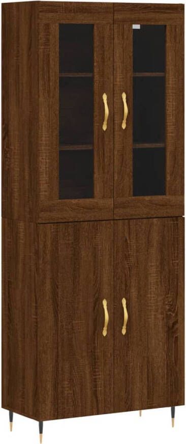 The Living Store Hoge Kast Bruineiken 69.5 x 34 x 180 cm Duurzaam hout Voldoende opbergruimte