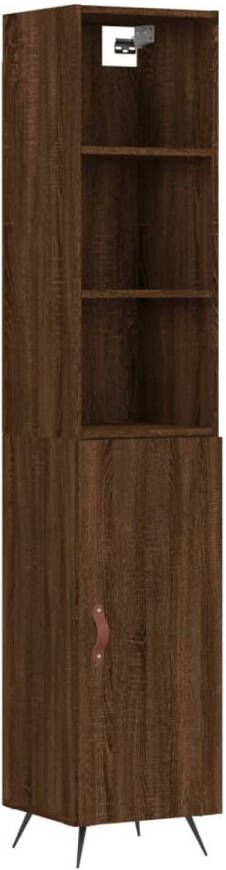 The Living Store Hoge kast Bruineiken Bewerkt hout 34.5 x 34 x 180 cm