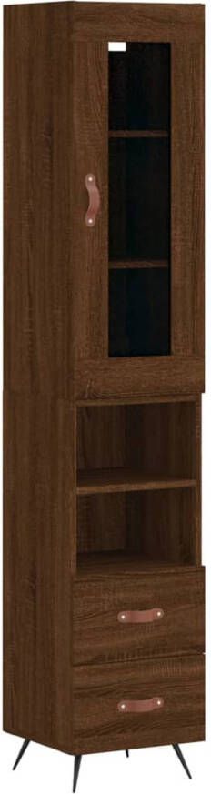 The Living Store Hoge Kast Bruineiken Bewerkt hout 34.5 x 34 x 180 cm Opbergruimte