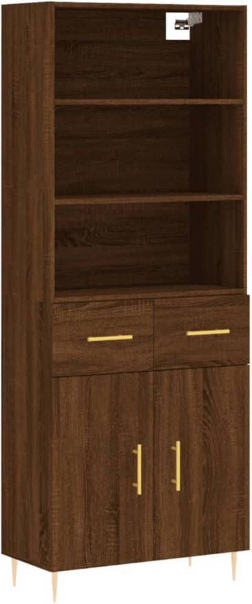 The Living Store Hoge Kast Bruineiken Bewerkt hout 69.5 x 34 x 180 cm