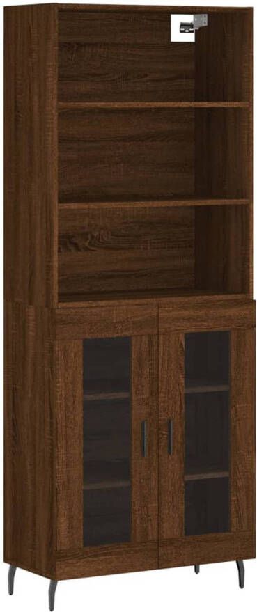 The Living Store Hoge Kast Bruineiken Dressoir en Opzetkast 69.5 x 34 x 180 cm