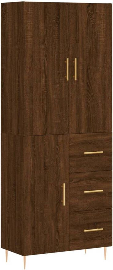 The Living Store Hoge Kast Bruineiken Dressoir en Opzetkast 69.5 x 34 x 180 cm