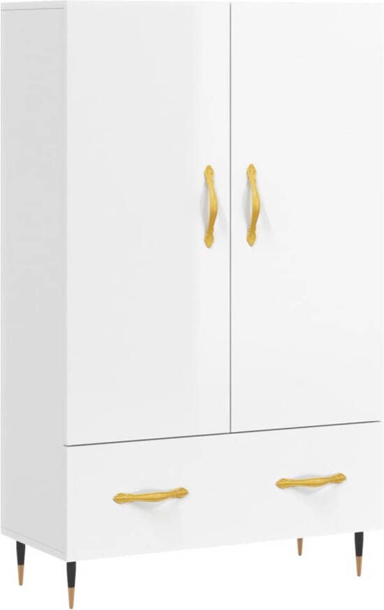 The Living Store Hoge Kast Buffetkast 69.5 x 31 x 115 cm Hoogglans Wit