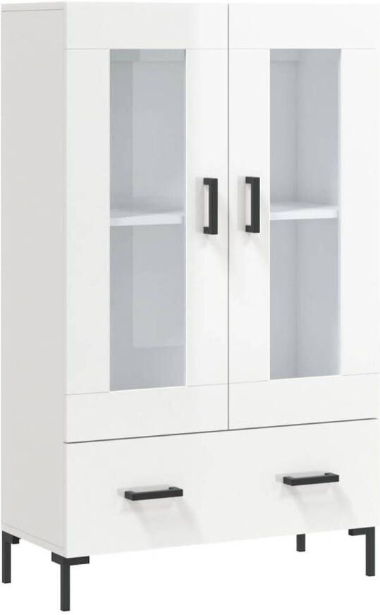 The Living Store Hoge kast Buffetkast 69.5 x 31 x 115 cm Hoogglans wit