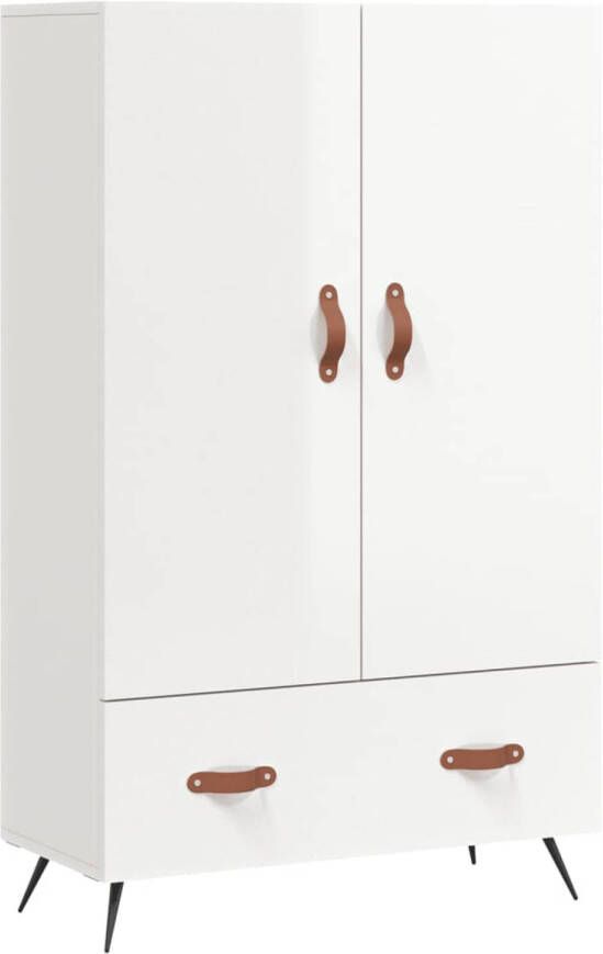 The Living Store Hoge Kast Buffetkast 69.5 x 31 x 115 cm Hoogglans Wit