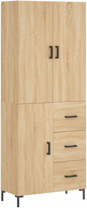 The Living Store Hoge Kast Dressoir en Opzetkast Sonoma Eiken 69.5 x 34 x 180 cm Duurzaam Materiaal