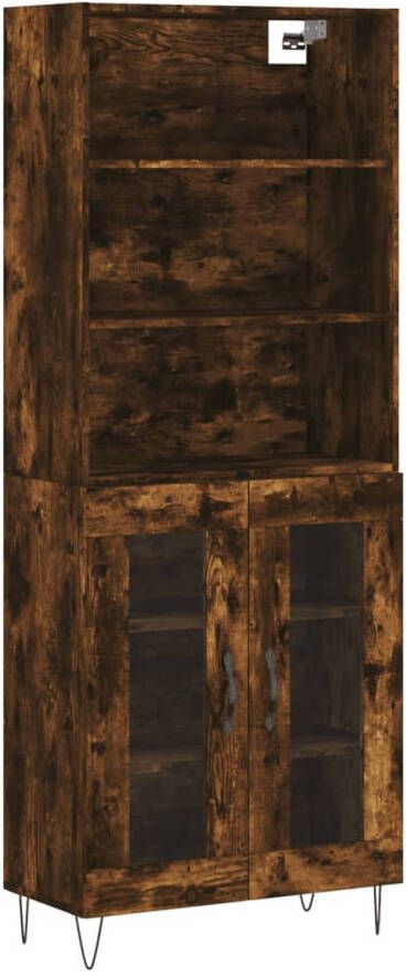 The Living Store Hoge Kast Gerookt eiken 69.5 x 34 x 180 cm Duurzaam hout