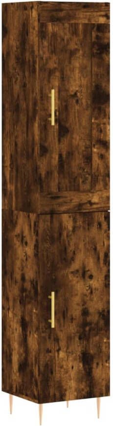 The Living Store Hoge Kast Gerookt eiken Bewerkt hout 34.5 x 34 x 180 cm 1 x dressoir 1 x opzetkast