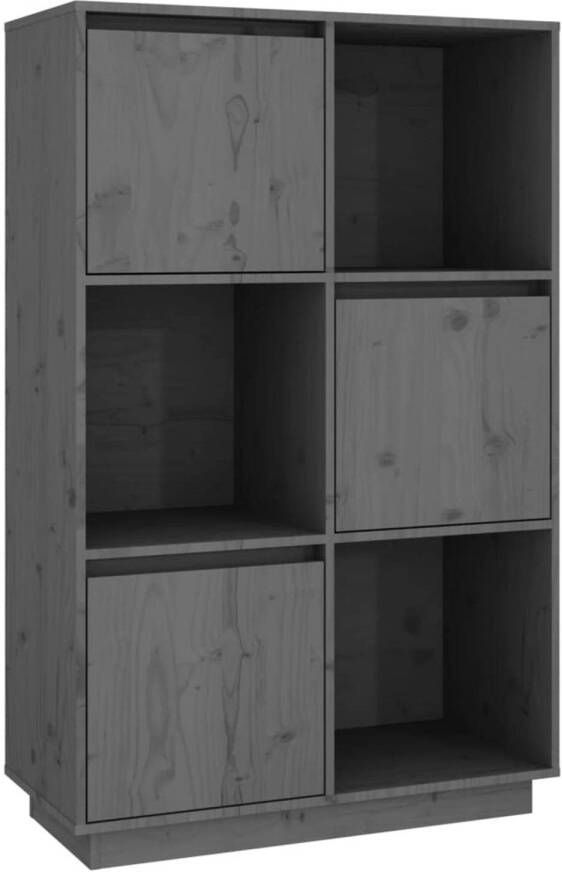 The Living Store Hoge Kast Grijs 74 x 35 x 117 cm Massief Grenenhout