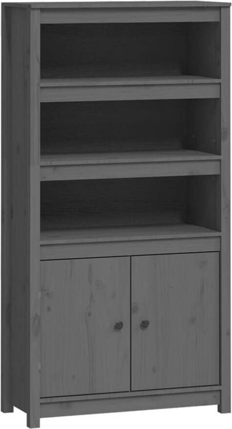 The Living Store Hoge Kast Grijs Massief Grenenhout 80 x 35 x 154 cm Opbergruimte Stevig blad