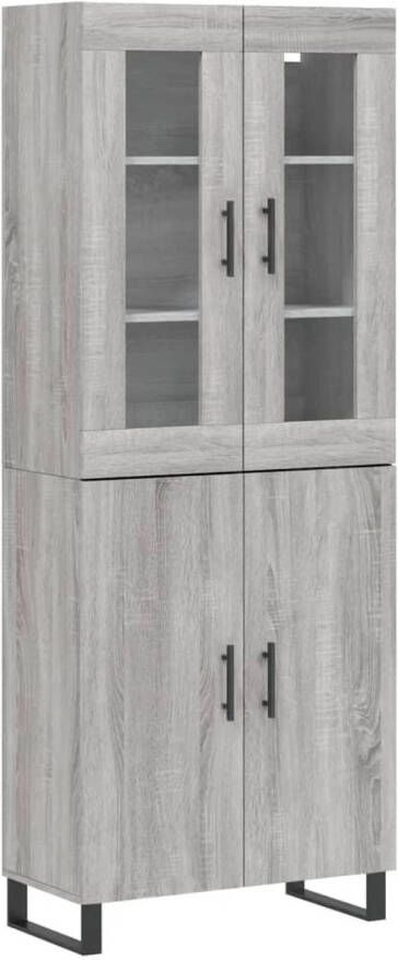 The Living Store Hoge Kast Grijs Sonoma Eiken 180 cm Duurzaam materiaal