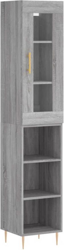 The Living Store Hoge kast grijs sonoma eiken 34.5 x 34 x 180 cm met voldoende opbergruimte