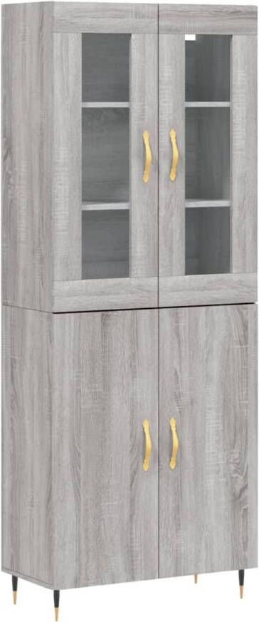 The Living Store Hoge Kast Grijs Sonoma Eiken 69.5 x 34 x 180 cm Duurzaam materiaal