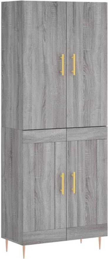 The Living Store Hoge kast grijs sonoma eiken 69.5 x 34 x 180 cm Duurzaam materiaal