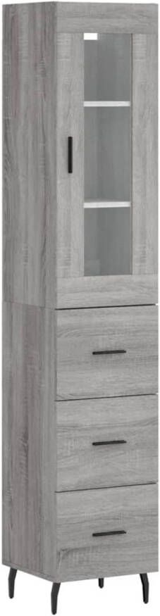 The Living Store Hoge Kast Grijs Sonoma Eiken Bewerkt Hout 34.5 x 34 x 180 cm (B x D x H)