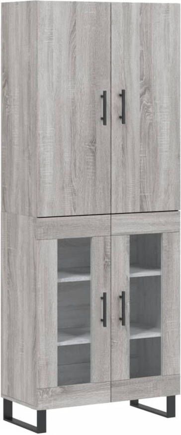 The Living Store Hoge kast Grijs Sonoma Eiken Dressoir 69.5 x 34 x 90 cm Opzetkast 69.5 x 34 x 90 cm