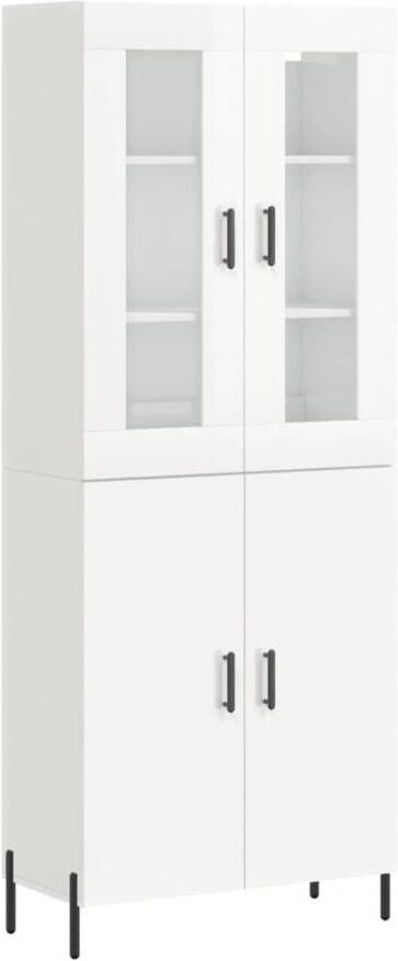 The Living Store Hoge Kast Hoogglans Wit 69.5 x 34 x 180 cm