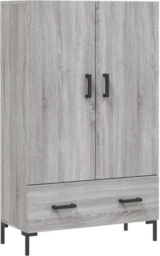 The Living Store Hoge Kast Hout en Metaal 69.5 x 31 x 115 cm (B x D x H) Grijs Sonoma Eiken