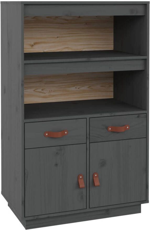 The Living Store Hoge kast Massief grenenhout 67x40x108.5 cm Grijs