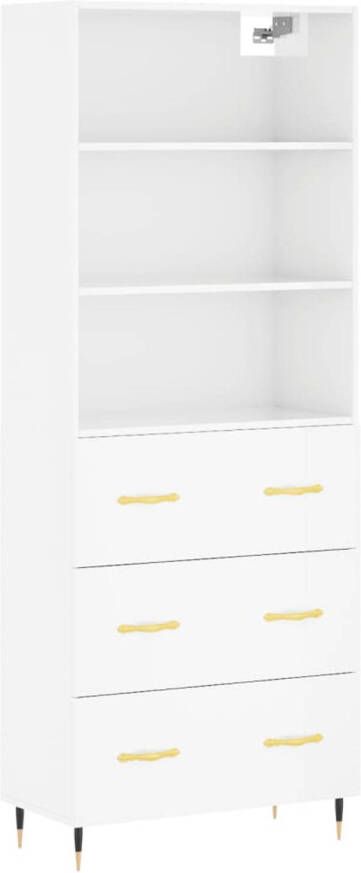 The Living Store Hoge Kast Meubelen 69.5 x 34 x 180 cm Hoogglans Wit