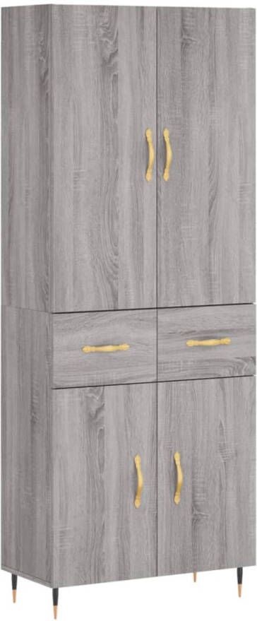 The Living Store Hoge Kast Opbergkast 69.5 x 34 x 180 cm Grijs Sonoma Eiken