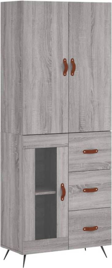 The Living Store Hoge Kast Opbergkast 69.5 x 34 x 180 cm Grijs Sonoma Eiken