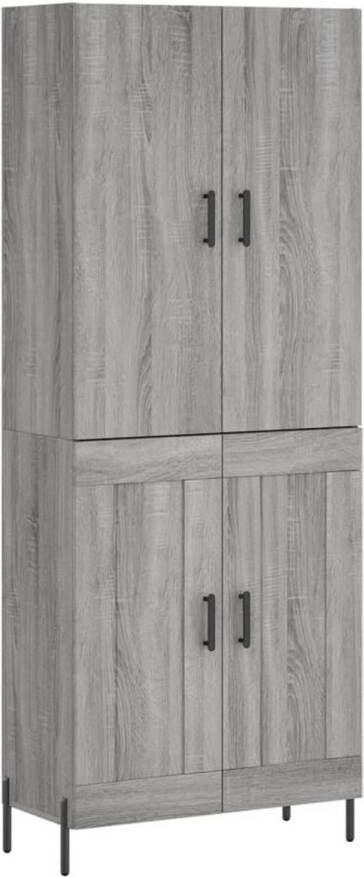 The Living Store Hoge Kast Opbergkast 69.5 x 34 x 180 cm Grijs Sonoma Eiken