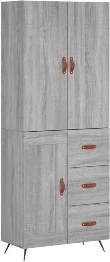 The Living Store Hoge Kast Opbergkast 69.5 x 34 x 180 cm Grijs Sonoma Eiken materiaal