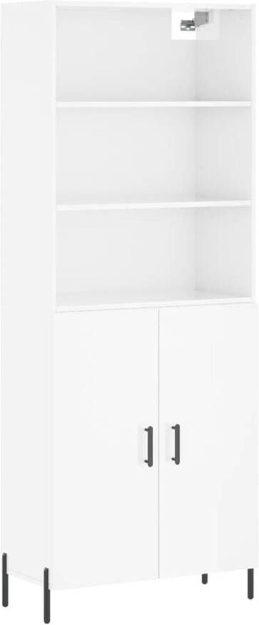 The Living Store Hoge kast Opbergkast 69.5 x 34 x 180 cm Hoogglans wit