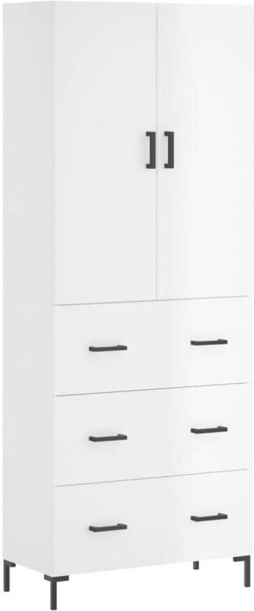 The Living Store Hoge Kast Opbergkast 69.5 x 34 x 180 cm Hoogglans Wit