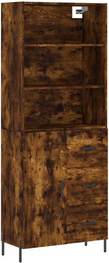 The Living Store Hoge Kast Opbergkast Gerookt Eiken 69.5 x 34 x 180 cm