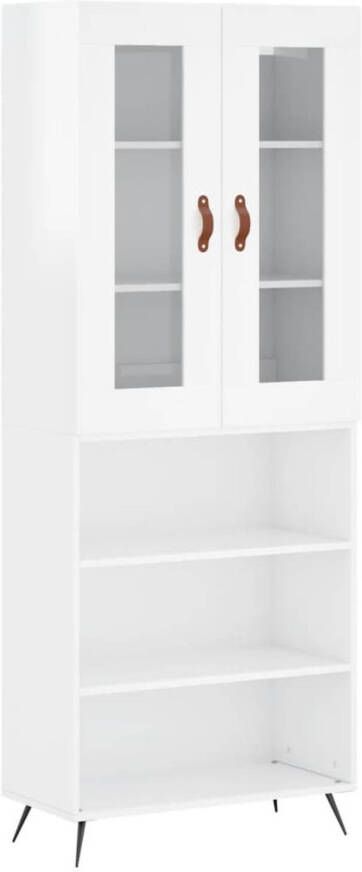 The Living Store Hoge Kast Opbergkast Hoogglans wit 69.5 x 34 x 180 cm